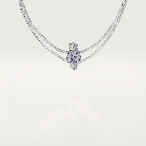 Panthère de Cartier卡地亚猎豹项链，蓝宝石，多种佩戴，铺镶钻石