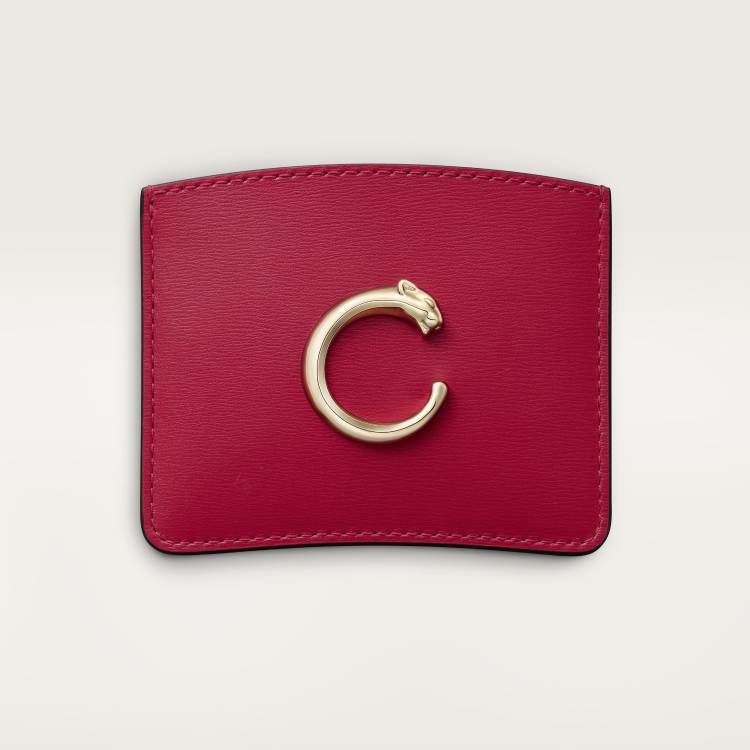 Panthère C de Cartier系列单层卡片夹 樱桃红色 小牛皮