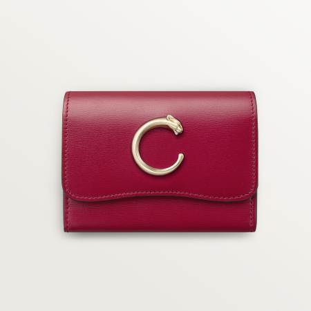 Panthère C de Cartier系列迷你皮夹 樱桃红色 小牛皮