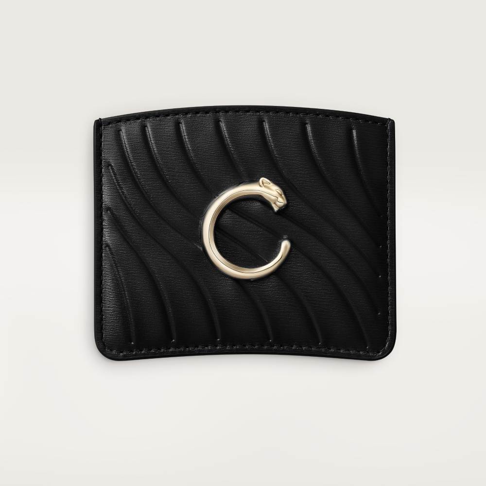 Panthère C de Cartier系列单层卡片夹 黑色 小牛皮