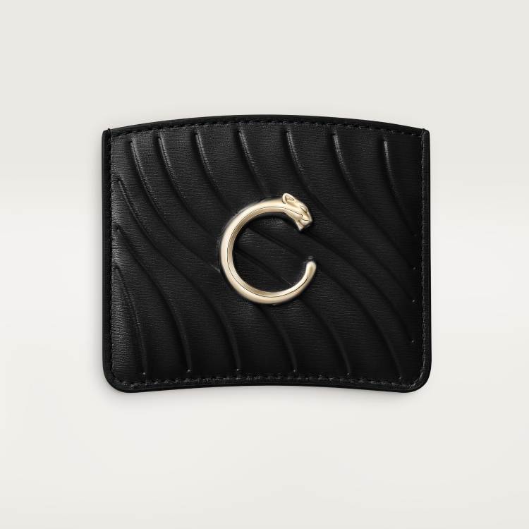 Panthère C de Cartier系列单层卡片夹 黑色 小牛皮