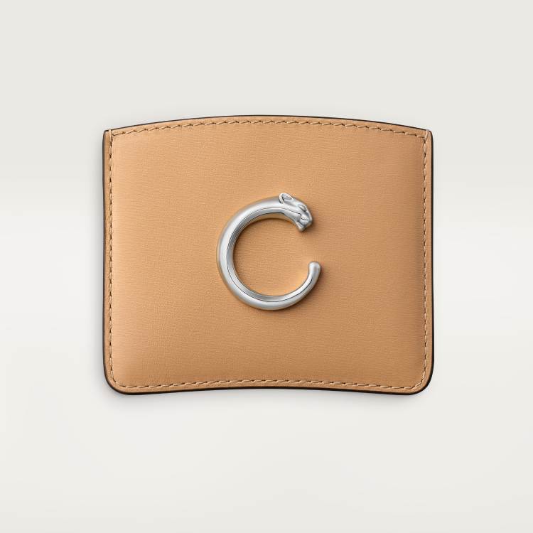 Panthère C de Cartier系列单层卡片夹 米色 小牛皮