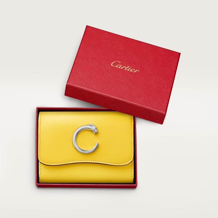 Panthère C de Cartier系列迷你皮夹 黄色 小牛皮