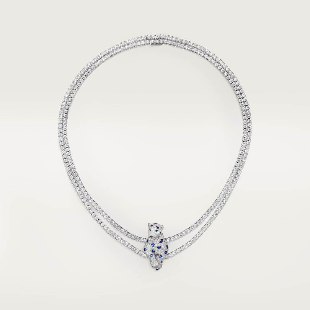 Panthère de Cartier卡地亚猎豹项链，蓝宝石，多种佩戴，铺镶钻石 18K白金