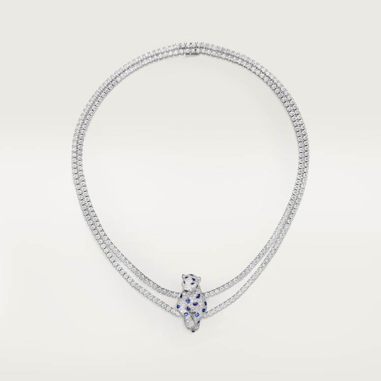 Panthère de Cartier卡地亚猎豹项链，蓝宝石，多种佩戴，铺镶钻石 18K白金