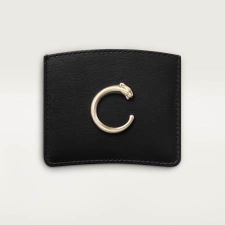 Panthère C de Cartier系列单层卡片夹 黑色 小牛皮