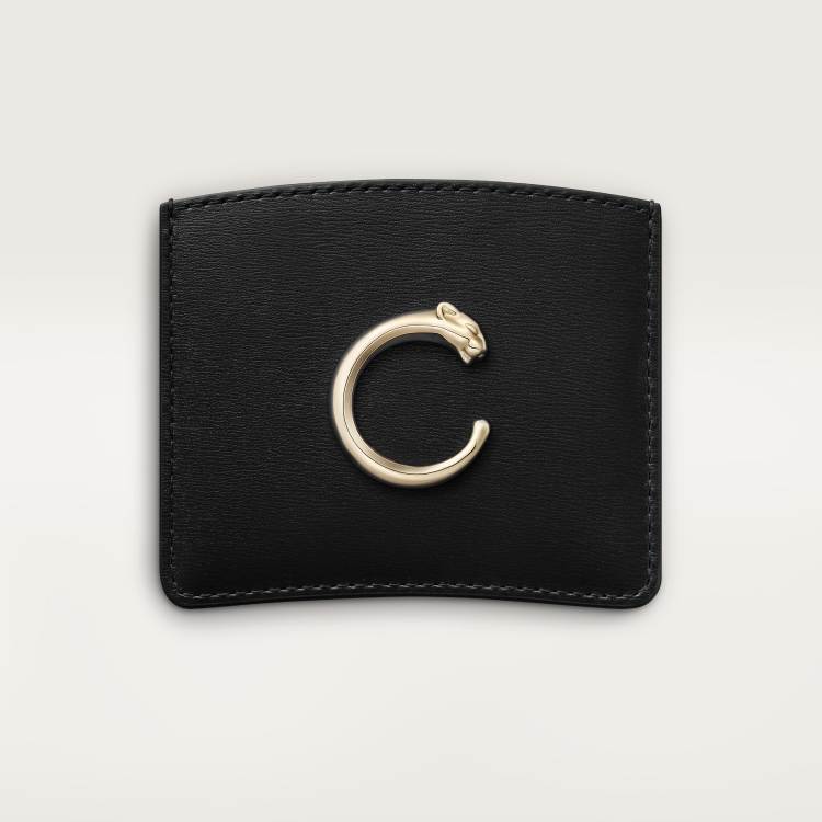 Panthère C de Cartier系列单层卡片夹 黑色 小牛皮