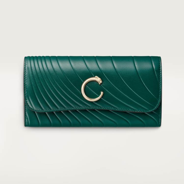 Panthère C de Cartier系列翻盖通用型皮夹 绿色 小牛皮