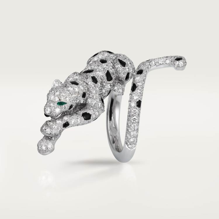 Panthère de Cartier卡地亚猎豹戒指，铺镶钻石 18K白金