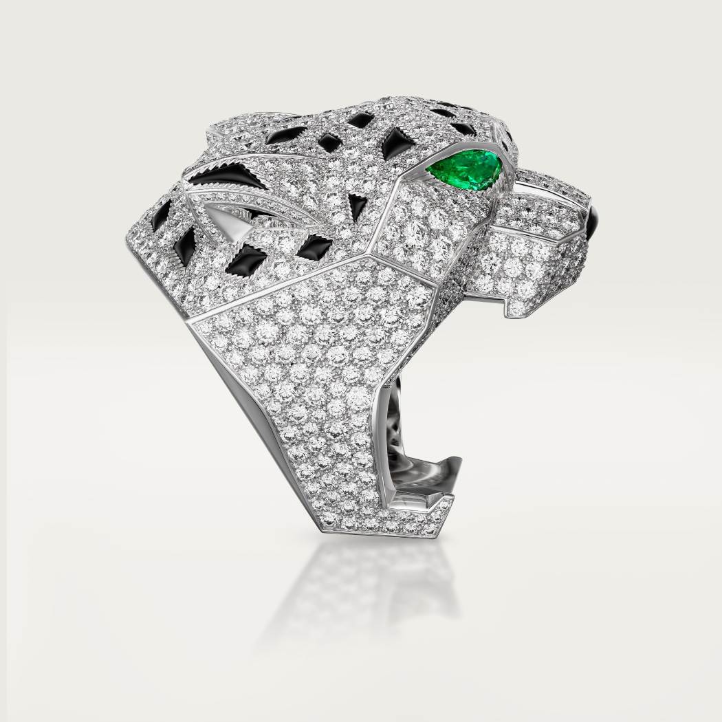 Panthère de Cartier卡地亚猎豹戒指，铺镶钻石 18K白金