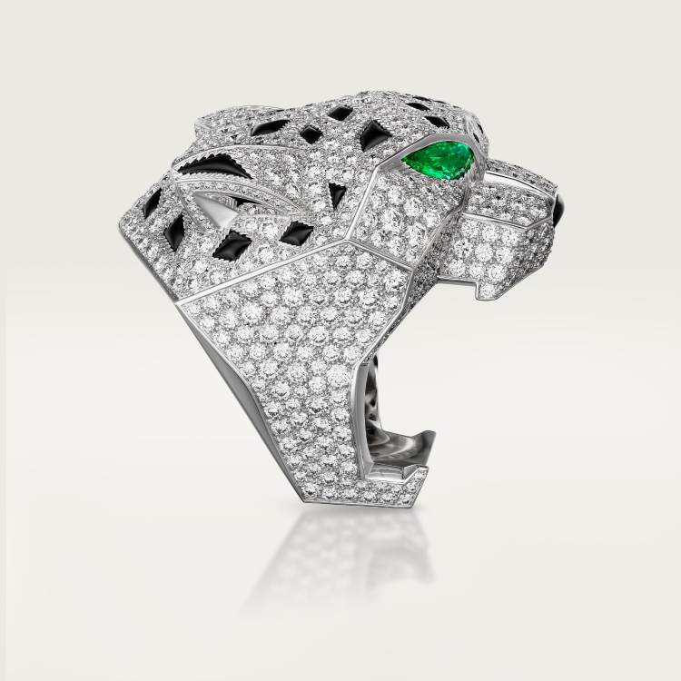 Panthère de Cartier卡地亚猎豹戒指，铺镶钻石 18K白金