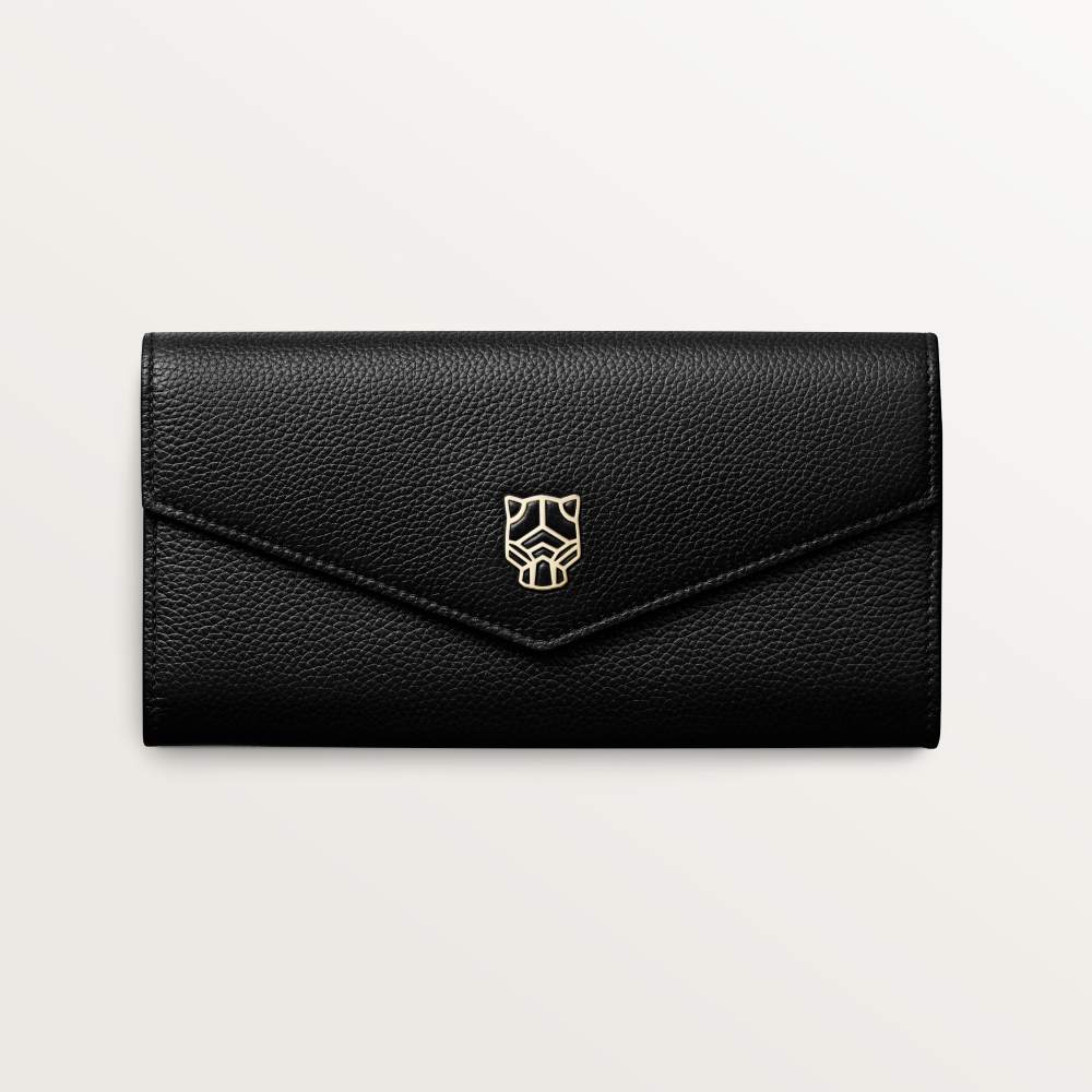 Panthère Graphique de Cartier系列翻盖通用型皮夹 黑色 小牛皮