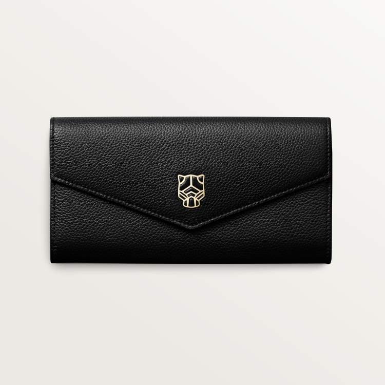 Panthère Graphique de Cartier系列翻盖通用型皮夹 黑色 小牛皮