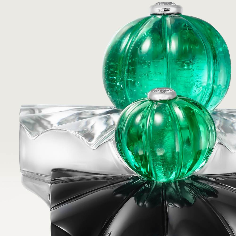 Sixième Sens par Cartier双指戒指，白水晶，铺镶钻石  18K白金
