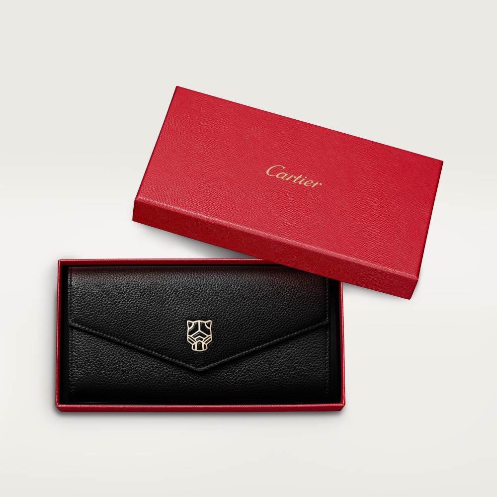 Panthère Graphique de Cartier系列翻盖通用型皮夹 黑色 小牛皮