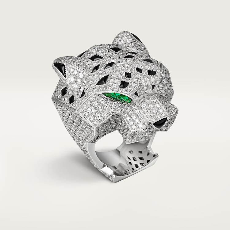Panthère de Cartier卡地亚猎豹戒指，铺镶钻石 18K白金