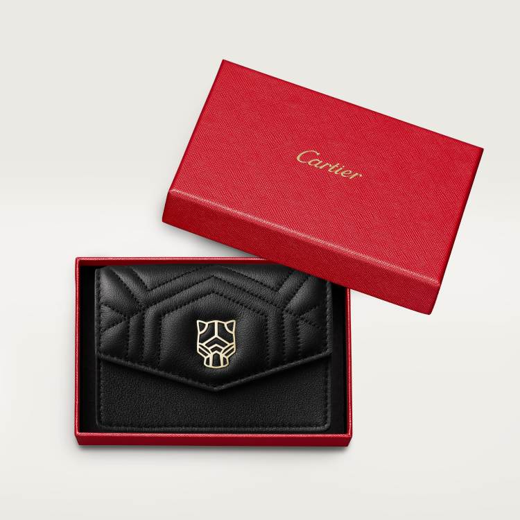 Panthère Graphique de Cartier系列拉链名片夹 黑色 小牛皮