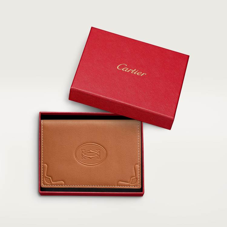 4信用卡皮夹，Must de Cartier系列 淡褐色 小牛皮