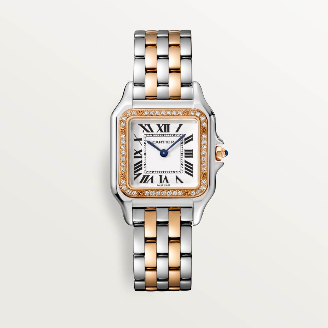 Panthère de Cartier腕表 中号款 精钢色 - 玫瑰K金 石英