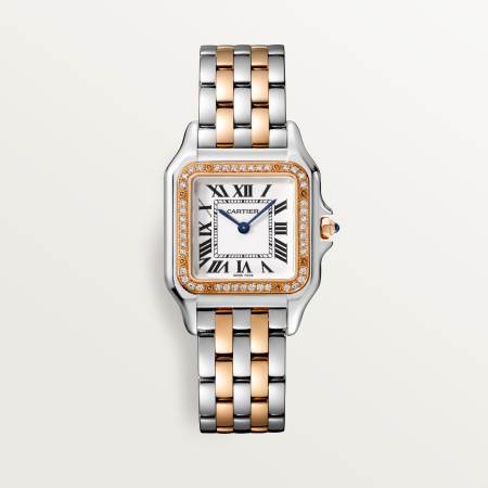 Panthère de Cartier腕表 中号款 精钢色 - 玫瑰K金 石英