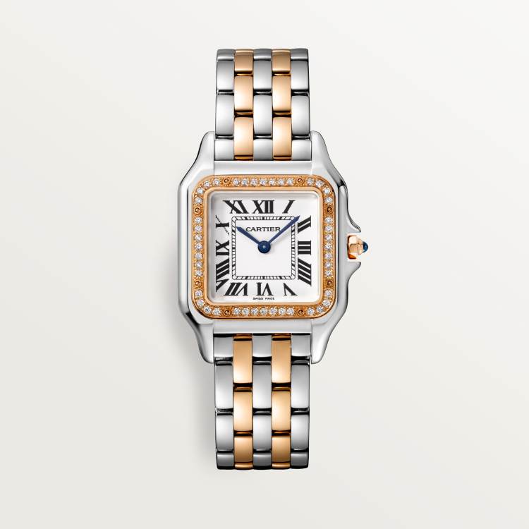 Panthère de Cartier腕表 中号款 精钢色 - 玫瑰K金 石英
