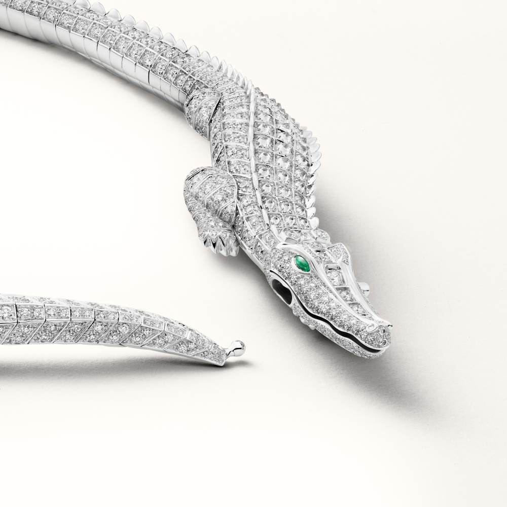 卡地亚动物与植物系列项链，铺镶钻石  18K白金