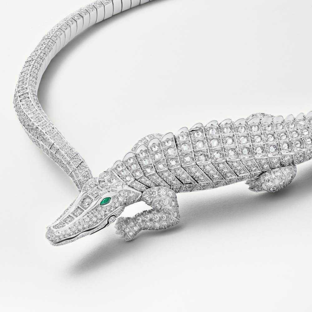 卡地亚动物与植物系列项链，铺镶钻石  18K白金