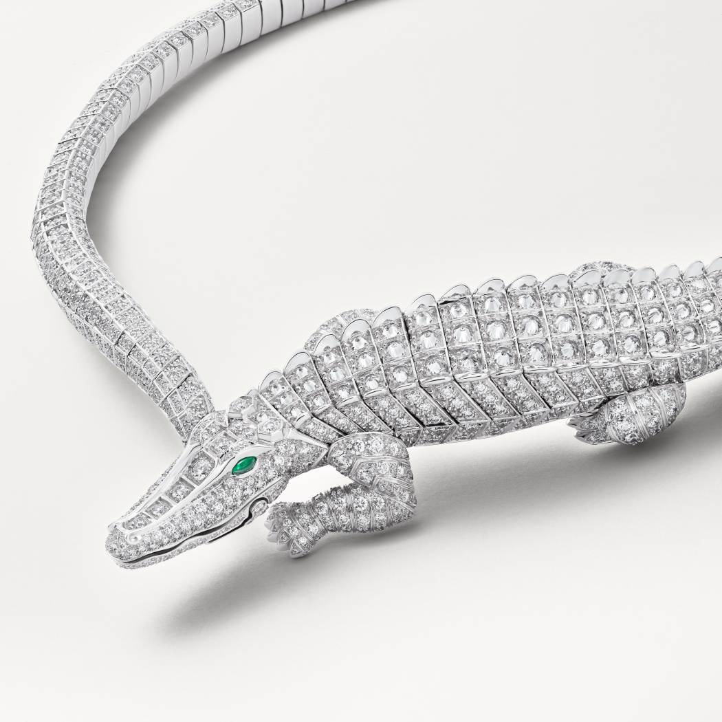 卡地亚动物与植物系列项链，铺镶钻石  18K白金