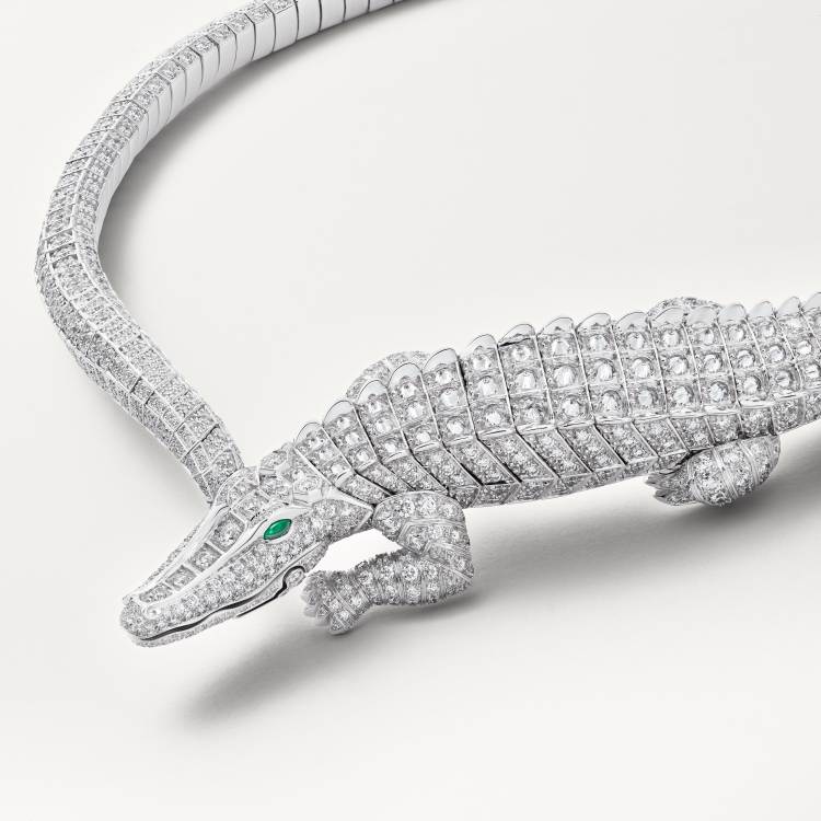 卡地亚动物与植物系列项链，铺镶钻石  18K白金