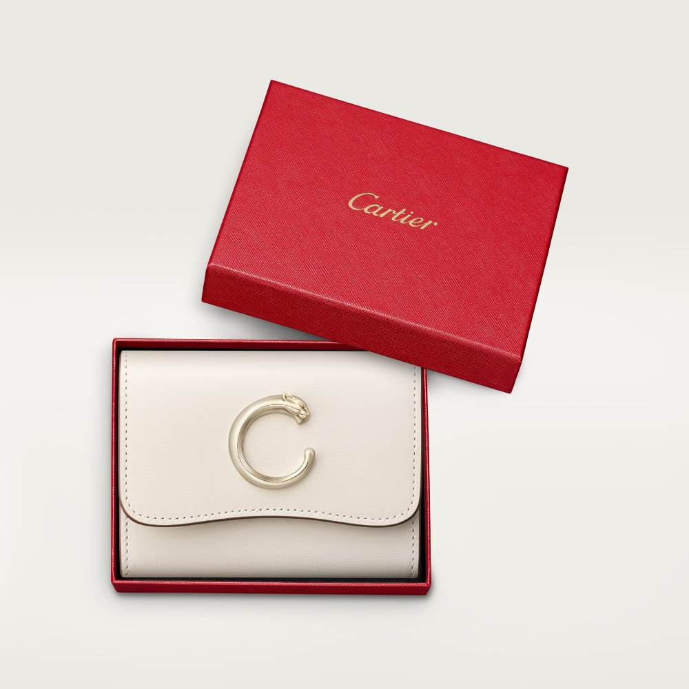 Panthère C de Cartier系列迷你皮夹 盐白色 小牛皮