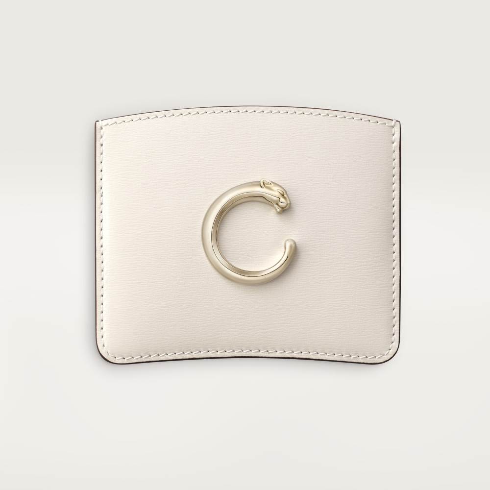 Panthère C de Cartier系列单层卡片夹 盐白色 小牛皮