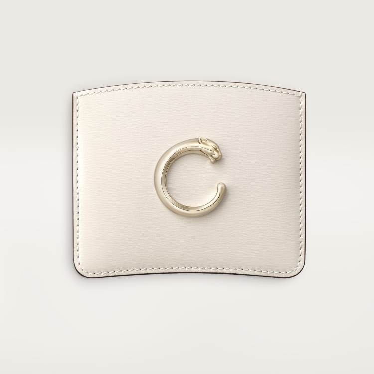 Panthère C de Cartier系列单层卡片夹 盐白色 小牛皮