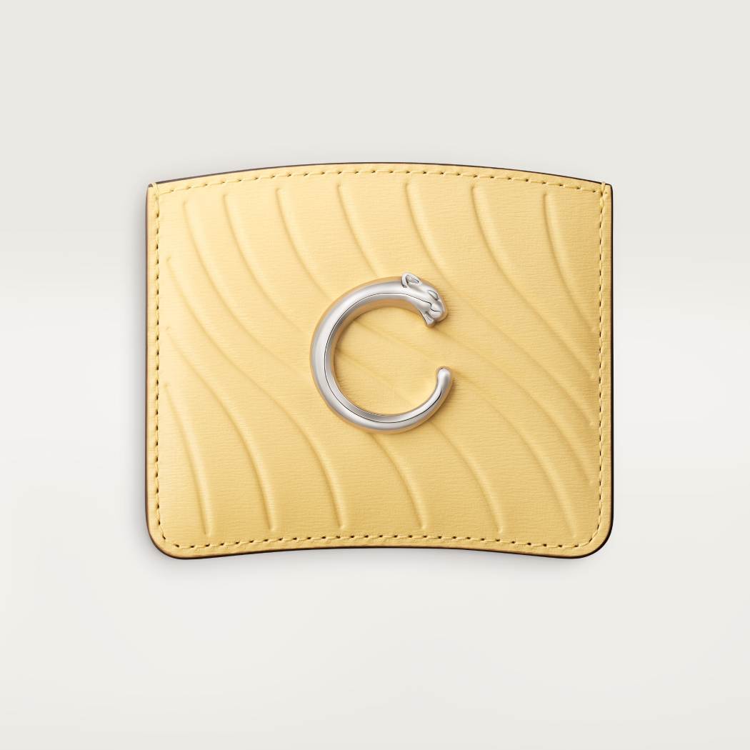 Panthère C de Cartier系列单层卡片夹 Mimosa yellow 小牛皮