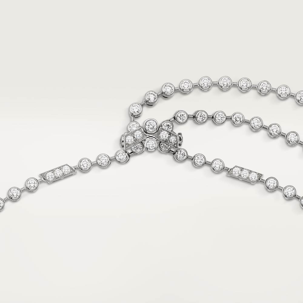 Panthère de Cartier卡地亚猎豹长项链，蓝宝石，大号款，铺镶钻石  18K白金