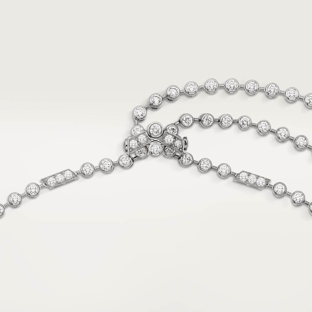 Panthère de Cartier卡地亚猎豹长项链，蓝宝石，大号款，铺镶钻石  18K白金