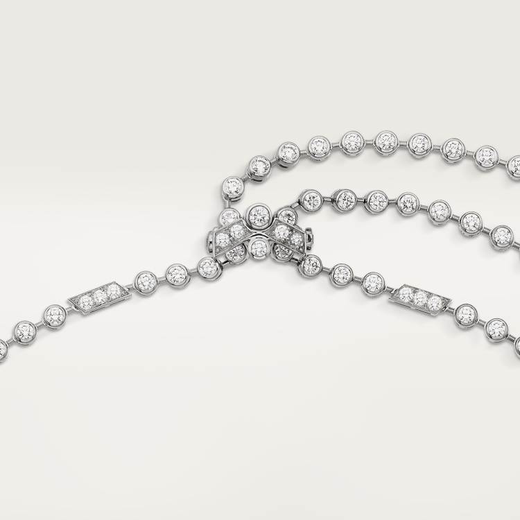 Panthère de Cartier卡地亚猎豹长项链，蓝宝石，大号款，铺镶钻石  18K白金