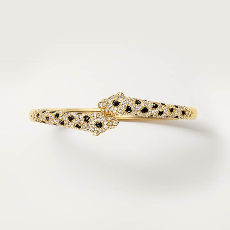 Panthère de Cartier卡地亚猎豹手镯，半铺镶钻石 18K黄金