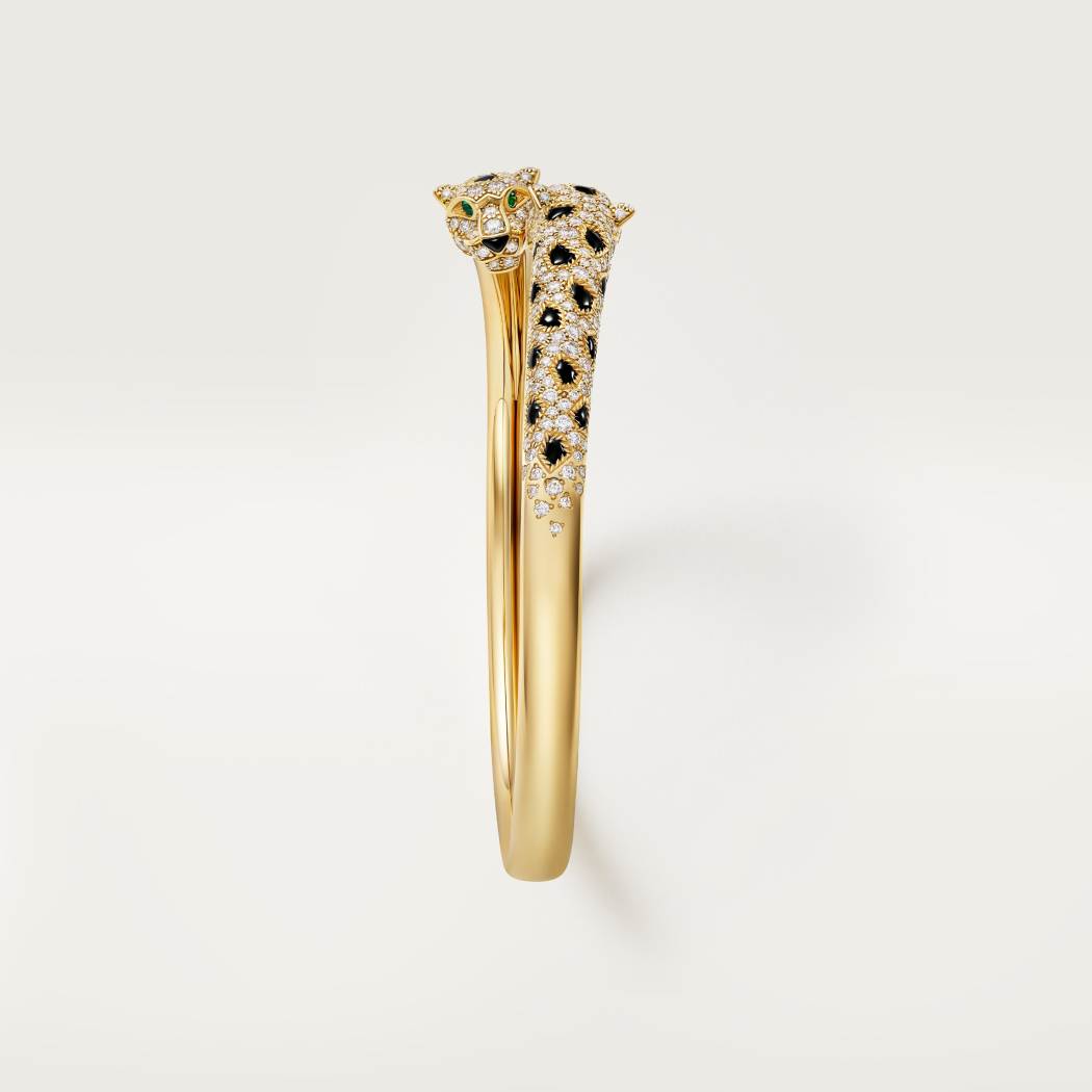 Panthère de Cartier卡地亚猎豹手镯，半铺镶钻石 18K黄金
