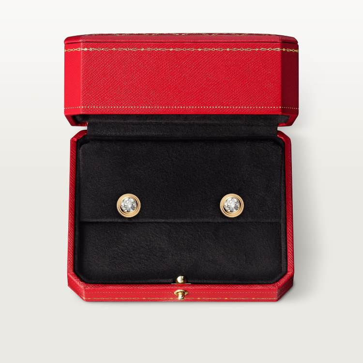 Cartier d'Amour耳钉，镶嵌2颗圆形明亮式切割钻石，小号款 18K黄金