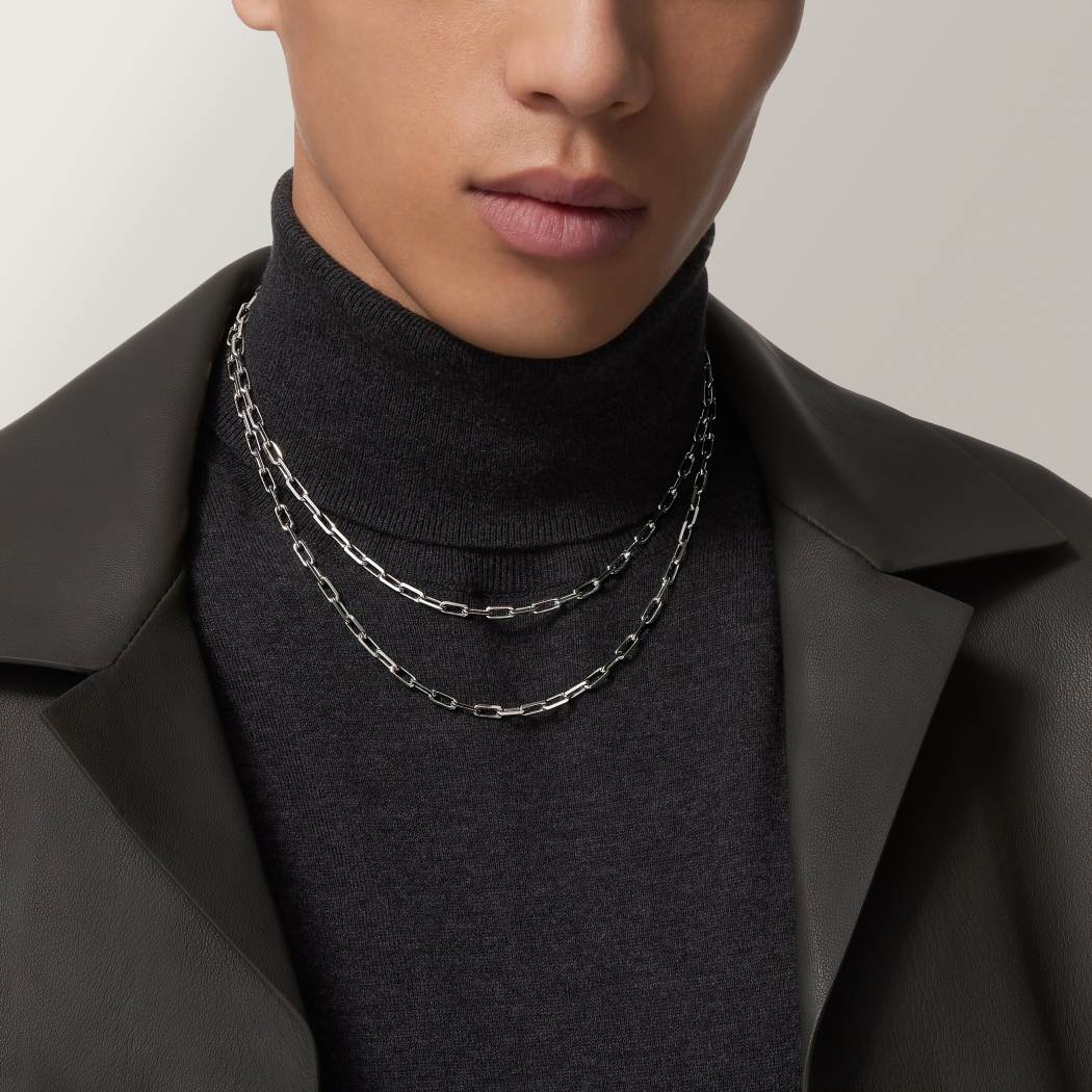 Santos de Cartier链式长项链，小号款 18K白金