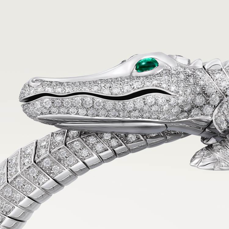 卡地亚动物与植物系列手镯，铺镶钻石 18K白金
