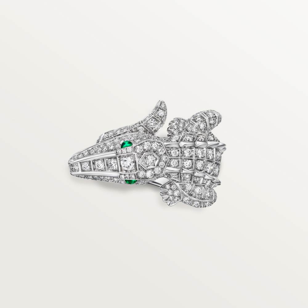 卡地亚动物与植物系列戒指，铺镶钻石 18K白金