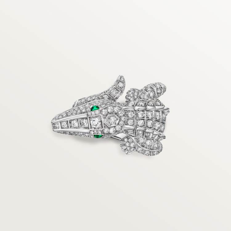 卡地亚动物与植物系列戒指，铺镶钻石 18K白金