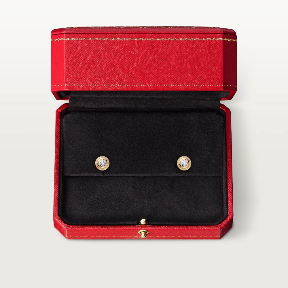 Cartier d'Amour耳钉，镶嵌2颗圆形明亮式切割钻石，迷你款 18K黄金