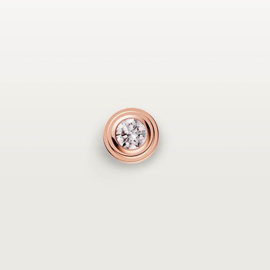 Cartier d'Amour耳钉，镶嵌2颗圆形明亮式切割钻石，迷你款 18K玫瑰金