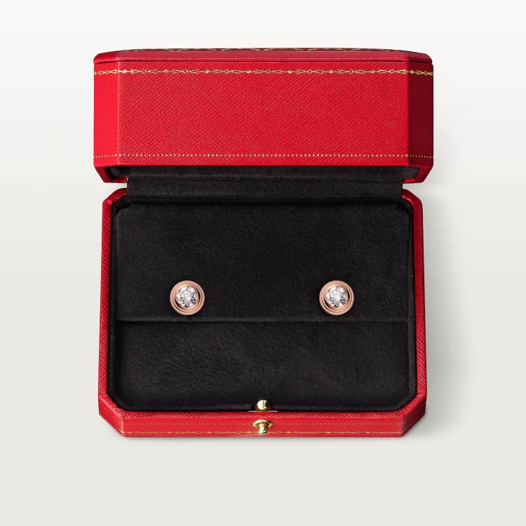 Cartier d'Amour耳钉，镶嵌2颗圆形明亮式切割钻石，小号款 18K玫瑰金
