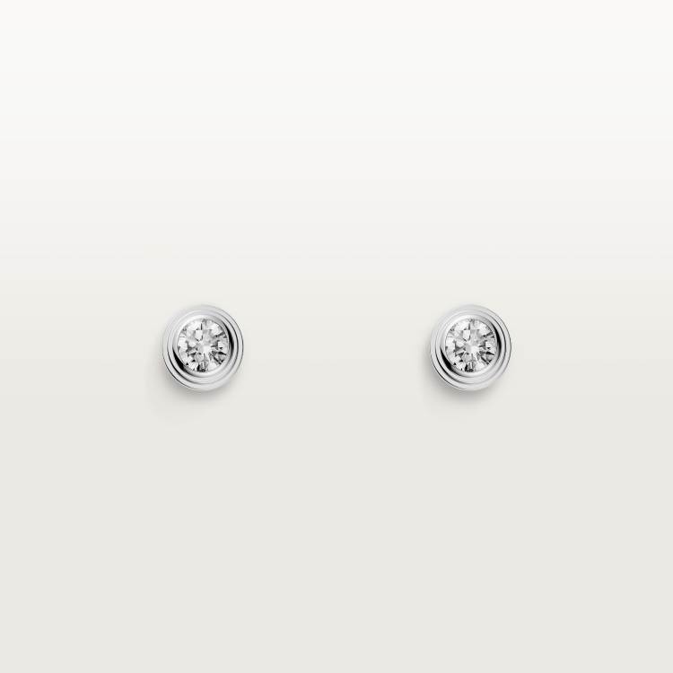 Cartier d'Amour耳钉，镶嵌2颗圆形明亮式切割钻石，小号款 18K白金