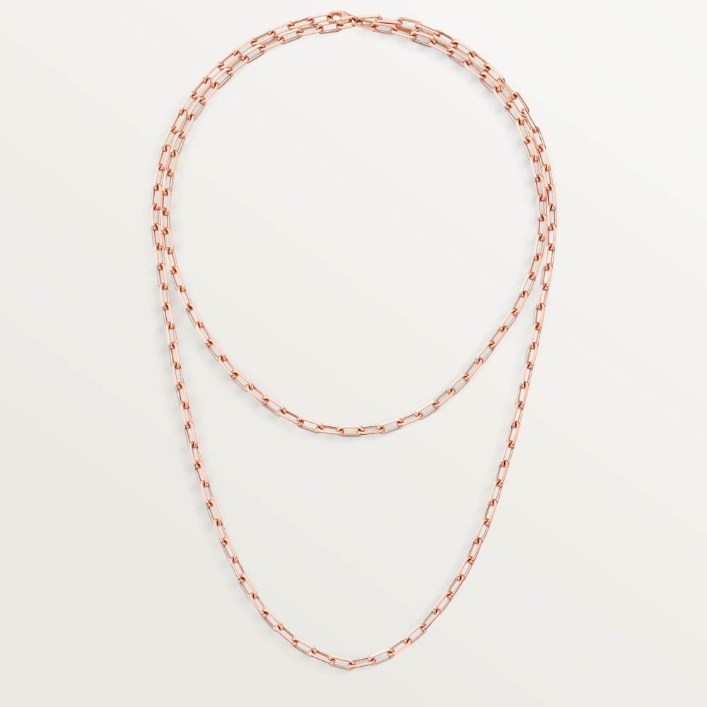 Santos de Cartier链式长项链，小号款 18K玫瑰金