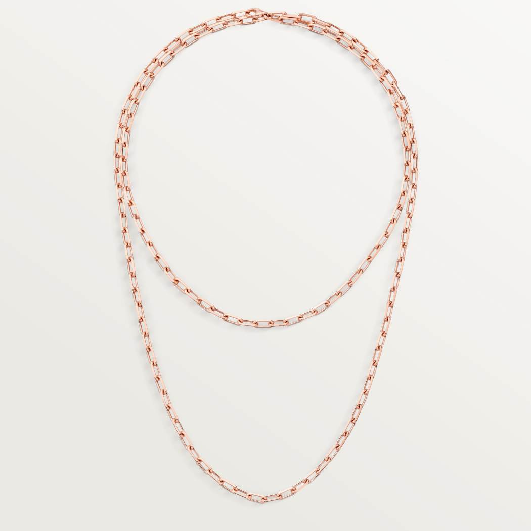 Santos de Cartier链式长项链，小号款 18K玫瑰金