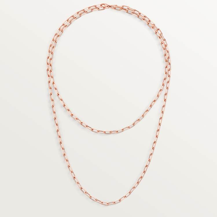 Santos de Cartier链式长项链，小号款 18K玫瑰金